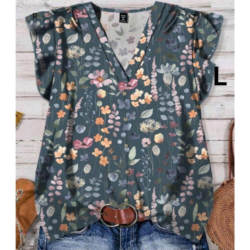 Multicolor Floral V-Neck Blouse
